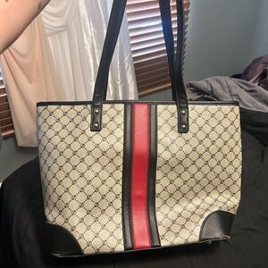 Source Unknown Beige and Red Tote Bag